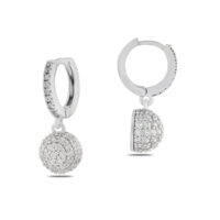 Alternative view of Toptan Gümüş Renk Mengeç Sallantılı Zirkon Küpe - 1334