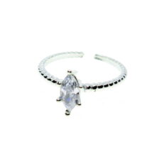 Toptan Gümüş Renk Mekik Taş  Motif Zirkon Yüzük Ayarlabilir Her Parmağa Olur - 1510