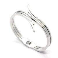 Toptan Gümüş  Renk Saçak Model  Çelik Kelepçe Bileklik - 1472