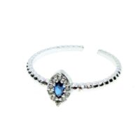 Toptan Gümüş Renk Mekik Motif Zirkon Yüzük Ayarlabilir Her Parmağa Olur - 1512