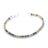 Toptan Gümüş  Renk Zirkon  Asorti Renk Su Yolu Bileklik - 1410