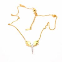 Toptan Altın Renk Çelik Sf Zincir Mikail Kolye - 1447