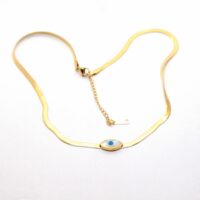 Toptan Altın Renk Çelik Mekik Göz Kolye - 1421