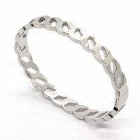 Toptan Gümüş  Renk  Unisex Çelik Kelepçe Bileklik - 1469