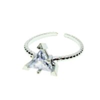 Toptan Gümüş Renk Üçgen Taş  Motif Zirkon Yüzük Ayarlabilir Her Parmağa Olur - 1509