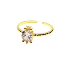 Toptan Altın Renk Damla Taş Motif Zirkon Yüzük Ayarlabilir Her Parmağa Olur - 1534