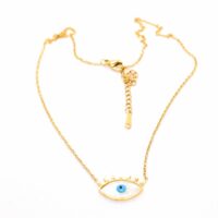 Toptan Altın Renk Çelik Göz Kolye - 1444