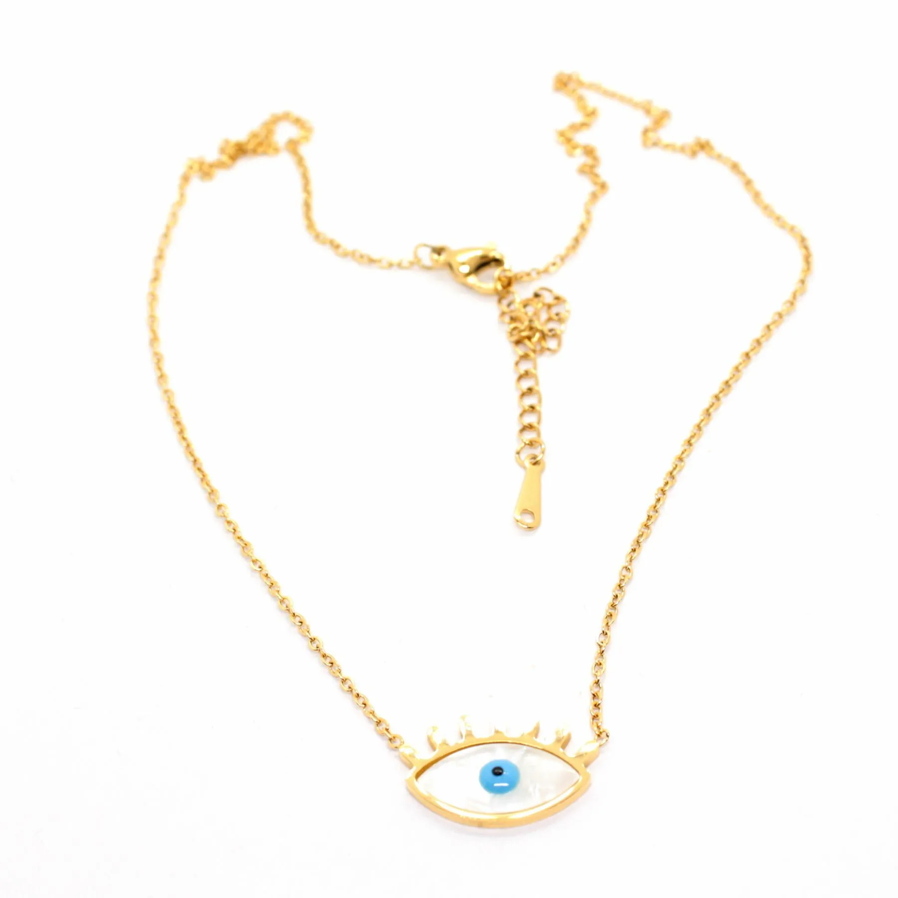 Toptan Altın Renk Çelik Göz Kolye - 1444