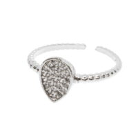 Toptan Gümüş Renk Damla Motif Zirkon Yüzük Ayarlabilir Her Parmağa Olur - 1600