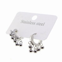 Toptan Gümüş Renk Top Sallantılı Mengeç Çelik Küpe - 1587