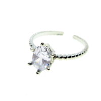 Toptan Gümüş Renk Oval Taş Motif Zirkon Yüzük Ayarlabilir Her Parmağa Olur - 1502