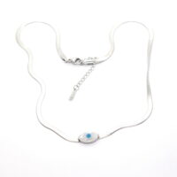 Toptan Gümüş Renk Çelik Mekik Göz  Kolye - 1422