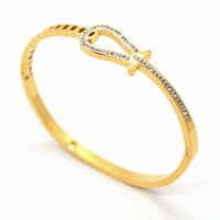 Toptan Altın Renk Çelik Kemer Kelepçe Bileklik - 1463