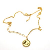 Toptan Altın Renk Çelik Mickey Mouse Kolye - 1424