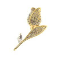 Toptan Altın Renk Lale Model Broş - 1754