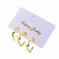 Alternative view of Toptan Altın Renk Üçlü Kombin Küpe - 1844