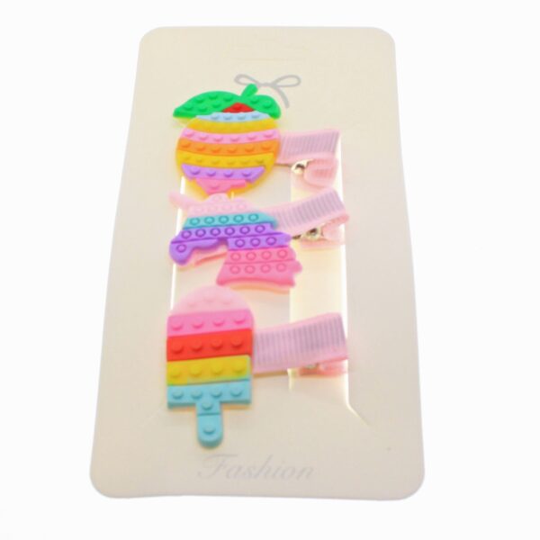 Toptan Altın Renk 3lü  Renkli Patpat Pens Toka - 1831