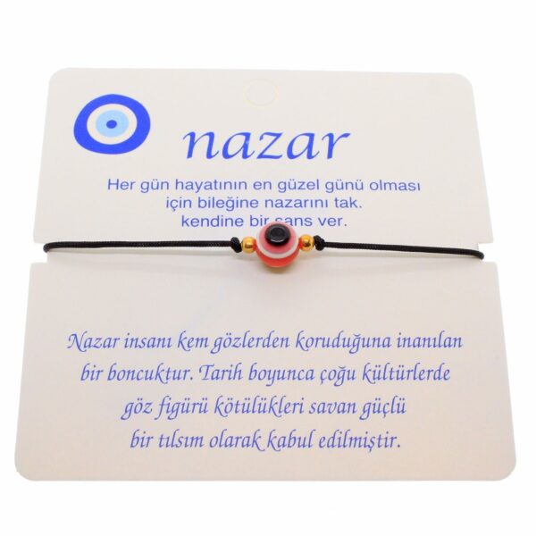 Toptan Altın Renk İp Karışık Göz Nazar İp Bileklik - 1808 - Görsel 5