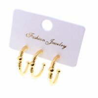 Alternative view of Toptan Altın Renk Üçlü Kombin Küpe - 1842