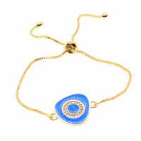 Toptan Altın Renk Mavi Mineli Asansör Zirkon Bileklik - 1795