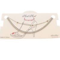 Toptan Gümüş Renk Top Ve Cadena Zincir Halhal - 1827