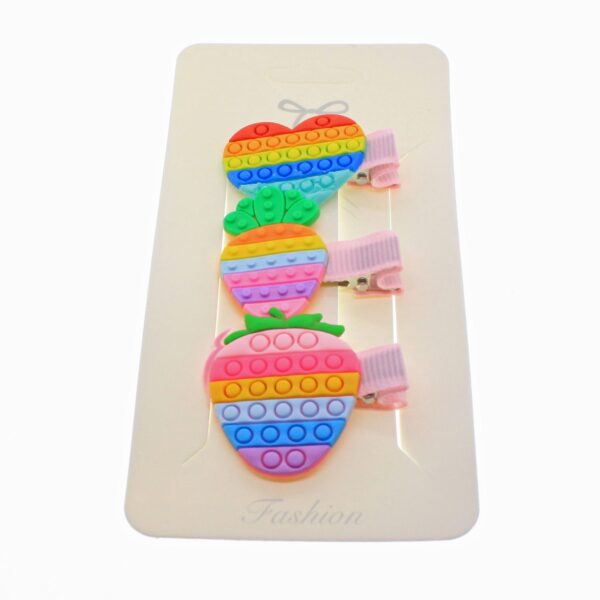 Toptan Altın Renk 3lü  Renkli Patpat Pens Toka - 1831 - Görsel 3