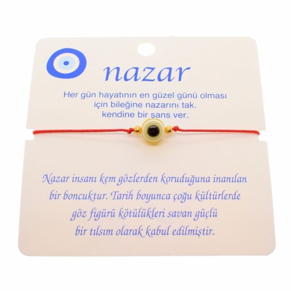 Toptan Altın Renk İp Karışık Göz Nazar İp Bileklik - 1808 - Görsel 2