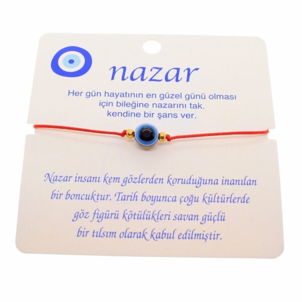 Toptan Altın Renk İp Karışık Göz Nazar İp Bileklik - 1808 - Görsel 3