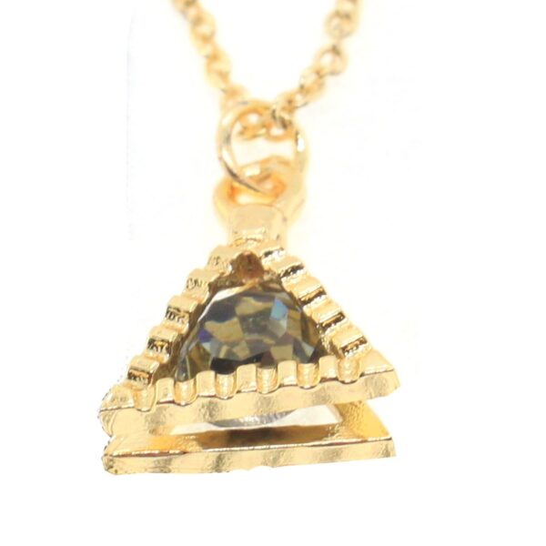 Toptan Altın Renk Topaz Tek Taşlı  Zirkon Taşlı Üçgen  Model Zirkon Kolye - 1778