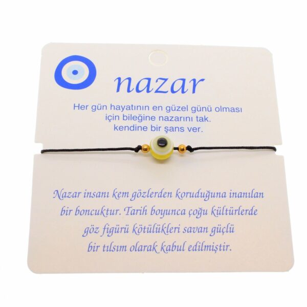 Toptan Altın Renk İp Karışık Göz Nazar İp Bileklik - 1808 - Görsel 4