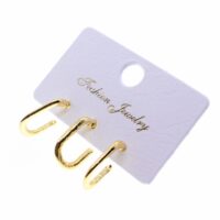 Alternative view of Toptan Altın Renk Üçlü Kombin Küpe - 1845