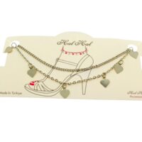 Toptan Gümüş Renk Uzatma Ve Kesme Kalp Zincir Halhal - 1900