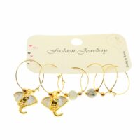 Toptan Altın Renk Fil Kafası  Kombin Küpe - 1953