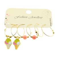 Toptan Altın Renk Dondurma Kombin Küpe - 1941