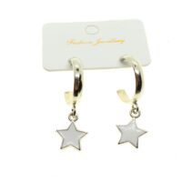 Alternative view of Toptan Gümüş Renk Beyaz Mineli  Yıldız Küpe - 1971