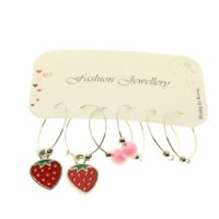 Toptan Gümüş Renk Çilek Kombin Küpe - 1952