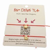 Toptan Altın Renk Kırmızı İp  İstiridye Arkadaş  Bilekliği - 1872