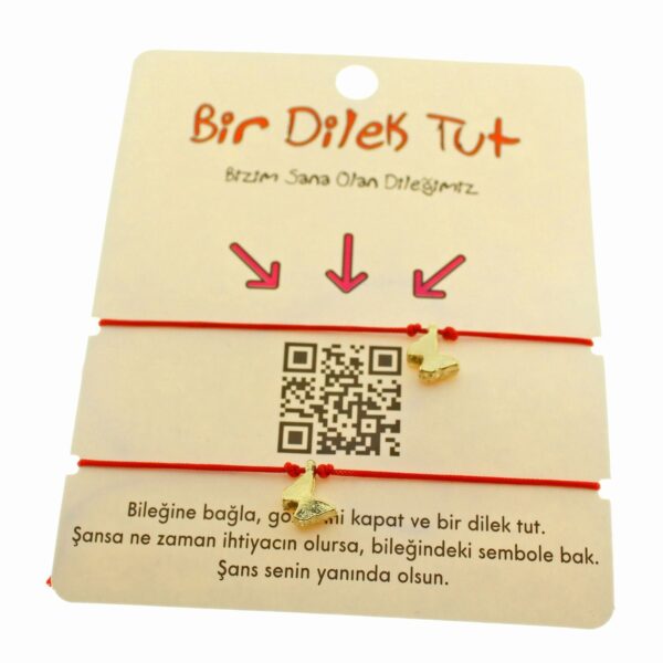 Toptan Altın Renk Kırmızı İp  Kelebek  Arkadaş  Bilekliği - 1876