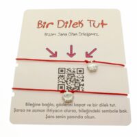 Toptan Gümüş Renk Kırmızı İp İstiridye Arkadaş  Bilekliği - 1858