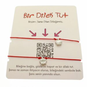 Toptan Gümüş Renk Kırmızı İp İstiridye Arkadaş  Bilekliği - 1858
