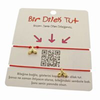 Toptan Altın Renk Kırmızı İp Kuyruk  Arkadaş  Bilekliği - 1866