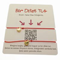 Toptan Altın Renk Kırmızı İp Kalp Arkadaş  Bilekliği - 1867