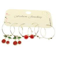 Toptan Gümüş Renk Kiraz  Kombin Küpe - 1964