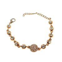 Toptan Antik Bakır Renk Beyaz Taş Yuvarlak Su Yolu Bileklik - 1929