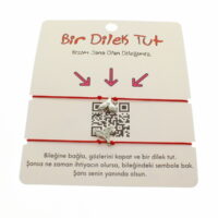 Toptan Gümüş Renk Kırmızı İp Kuyruk  Arkadaş  Bilekliği - 1856