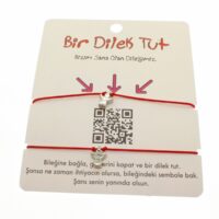 Toptan Gümüş Renk Kırmızı İp Melek Arkadaş  Bilekliği - 1859
