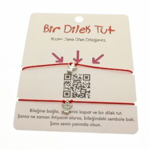 Toptan Gümüş Renk Kırmızı İp Melek Arkadaş  Bilekliği - 1859