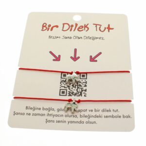 Toptan Gümüş Renk Kırmızı İp Fil Arkadaş  Bilekliği - 1855