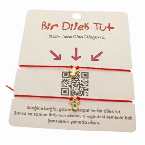 Toptan Altın Renk Kırmızı İp  Melek Arkadaş  Bilekliği - 1871
