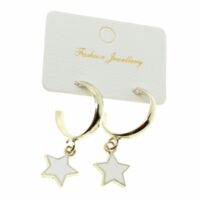 Toptan Gümüş Renk Beyaz Mineli Yıldız Küpe - 1971